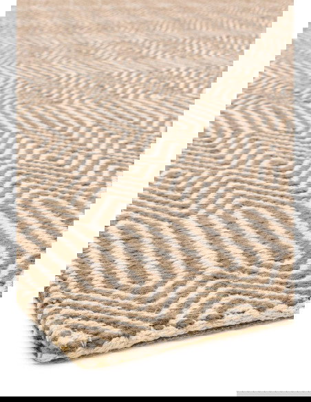 Tappeto Sloan Taupe in lana e cotone, design geometrico e materiali naturali, perfetto per un soggiorno elegante e moderno con