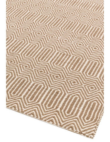 Tappeto Sloan Taupe in lana e cotone, design geometrico e materiali naturali, perfetto per un soggiorno elegante e moderno con