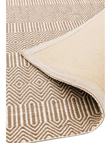 Tappeto Sloan Taupe in lana e cotone, design geometrico e materiali naturali, perfetto per un soggiorno elegante e moderno con