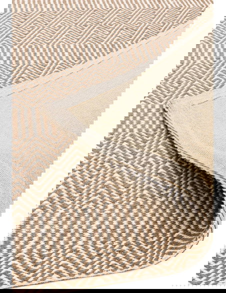 Tappeto Sloan Taupe in lana e cotone, design geometrico e materiali naturali, perfetto per un soggiorno elegante e moderno con