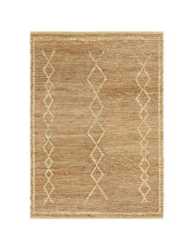 Tappeto Souk Natural & Blonde in juta naturale, design geometrico berbero, ideale per soggiorno, resistente, ecologico e facile