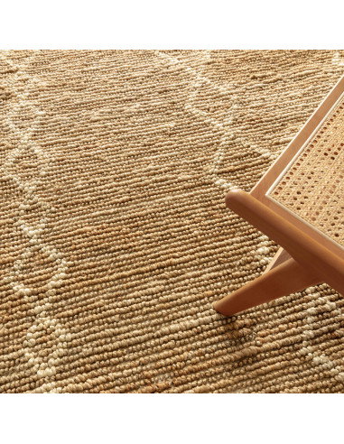 Tappeto Souk Natural & Blonde in juta naturale, design geometrico berbero, ideale per soggiorno, resistente, ecologico e facile