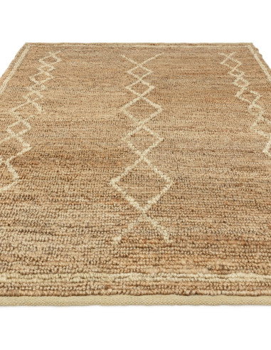 Tappeto Souk Natural & Blonde in juta naturale, design geometrico berbero, ideale per soggiorno, resistente, ecologico e facile