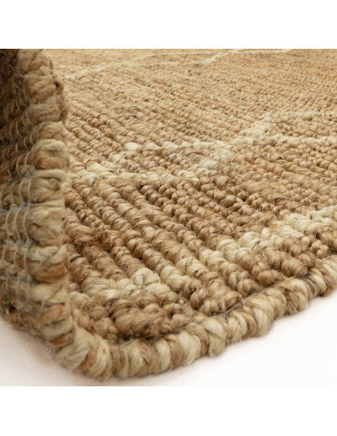 Tappeto Souk Natural & Blonde in juta naturale, design geometrico berbero, ideale per soggiorno, resistente, ecologico e facile