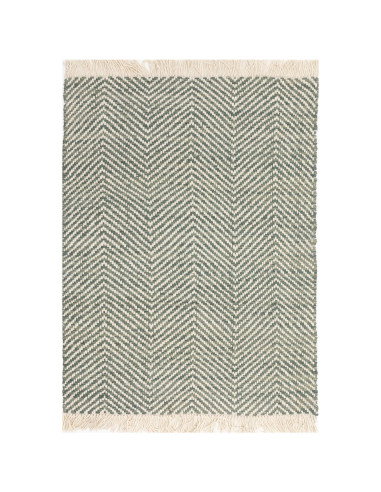 Tappeto Vigo Green in juta e lana, design geometrico e naturale, perfetto per soggiorni moderni. Eleganza eco-friendly e facile