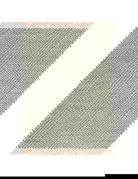 Tappeto Vigo Green in juta e lana, design geometrico e naturale, perfetto per soggiorni moderni. Eleganza eco-friendly e facile