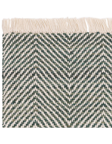 Elevate your space with the Vigo Green natural fibre rug, featuring eco-friendly jute blend and a stylish geometric design for