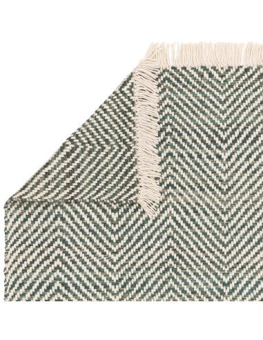 Tappeto Vigo Green in juta e lana, design geometrico e naturale, perfetto per soggiorni moderni. Eleganza eco-friendly e facile
