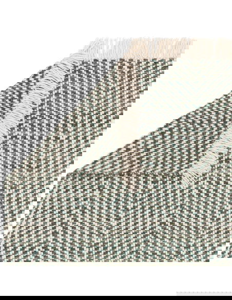 Tappeto Vigo Green in juta e lana, design geometrico e naturale, perfetto per soggiorni moderni. Eleganza eco-friendly e facile