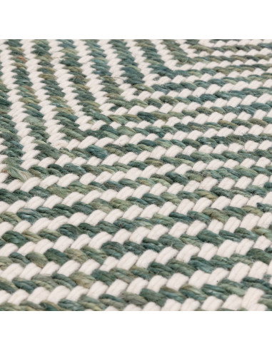Tappeto Vigo Green in juta e lana, design geometrico e naturale, perfetto per soggiorni moderni. Eleganza eco-friendly e facile