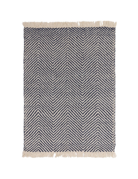 Tappeto Vigo Navy in juta e lana, design geometrico moderno, perfetto per soggiorni eleganti con tappeti naturali di alta quali