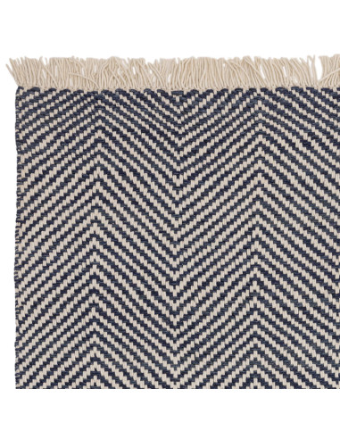 Tappeto Vigo Navy in juta e lana, design geometrico moderno, perfetto per soggiorni eleganti con tappeti naturali di alta quali