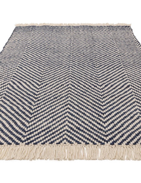 Elevate your space with the Vigo Navy natural fibre rug, featuring durable jute blend and a stylish geometric design for lastin