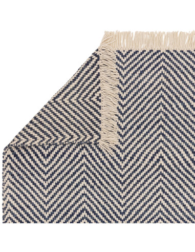 Tappeto Vigo Navy in juta e lana, design geometrico moderno, perfetto per soggiorni eleganti con tappeti naturali di alta quali