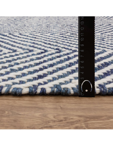 Tappeto Vigo Navy in juta e lana, design geometrico moderno, perfetto per soggiorni eleganti con tappeti naturali di alta quali