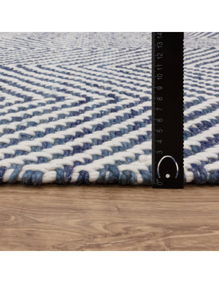 Tappeto Vigo Navy in juta e lana, design geometrico moderno, perfetto per soggiorni eleganti con tappeti naturali di alta quali