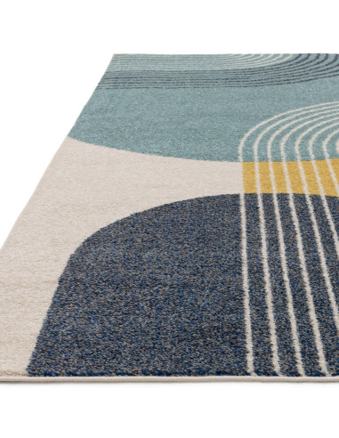 Add vibrant style and durability to your space with the Muse Blue Retro MU15, a modern colourful area rug featuring bold geomet
