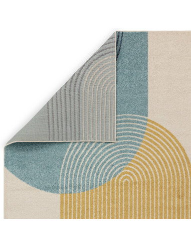 Tappeto Muse Blue Retro MU15: design moderno con motivo geometrico e colori vivaci, perfetto per tappeti moderni soggiorno e sa