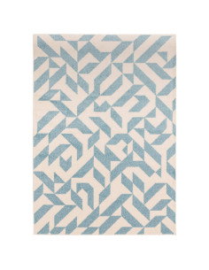 Tappeto Muse Blue Shapes MU03: design geometrico e colori delicati per un soggiorno moderno e colorato, resistente e facile da