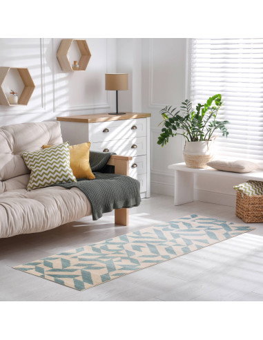 Discover the Muse Blue Shapes MU03, a modern designer rug with vibrant geometric patterns perfect for adding style to colourful