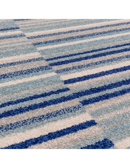 Elevate your space with the Muse Blue Stripe MU05, a modern designer rug featuring vibrant blue stripes for a stylish, contempo