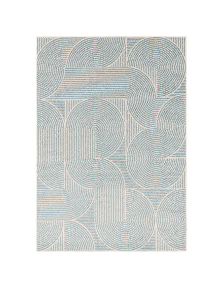 Tappeto Muse Blue Swirl MU02: design geometrico e colori freschi per un salotto moderno e accogliente. Perfetto tra i tappeti m