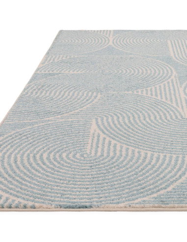 Elevate your space with the Muse Blue Swirl MU02, a modern designer rug featuring vibrant geometric patterns and durable, easy-