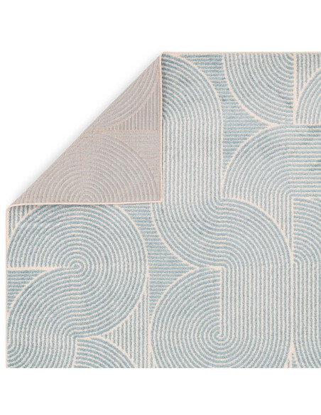 Elevate your space with the Muse Blue Swirl MU02, a modern designer rug featuring vibrant geometric patterns and durable, easy-