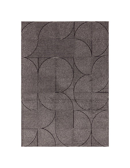 Elevate your space with the Muse Charcoal Swirl MU01, a durable modern designer rug featuring a stylish geometric pattern and p