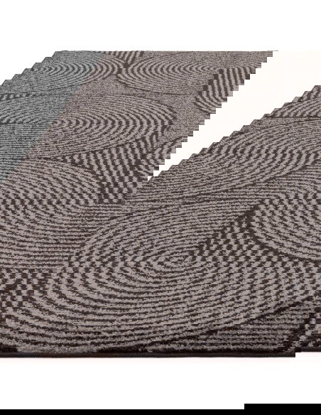 Tappeto moderno salotto Muse Charcoal Swirl MU01: design geometrico, colori sofisticati e resistenza in polipropilene per un am