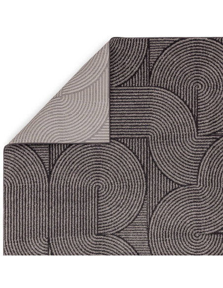 Elevate your space with the Muse Charcoal Swirl MU01, a durable modern designer rug featuring a stylish geometric pattern and p