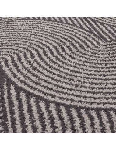 Elevate your space with the Muse Charcoal Swirl MU01, a durable modern designer rug featuring a stylish geometric pattern and p