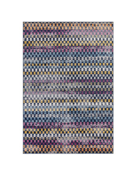 Brighten your space with the Muse Check Bright MU30, a durable modern colourful area rug featuring bold geometric patterns and