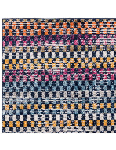 Brighten your space with the Muse Check Bright MU30, a durable modern colourful area rug featuring bold geometric patterns and