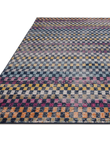 Brighten your space with the Muse Check Bright MU30, a durable modern colourful area rug featuring bold geometric patterns and