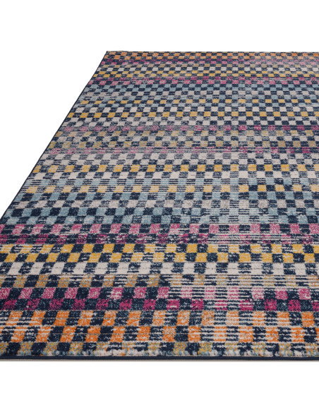 Brighten your space with the Muse Check Bright MU30, a durable modern colourful area rug featuring bold geometric patterns and