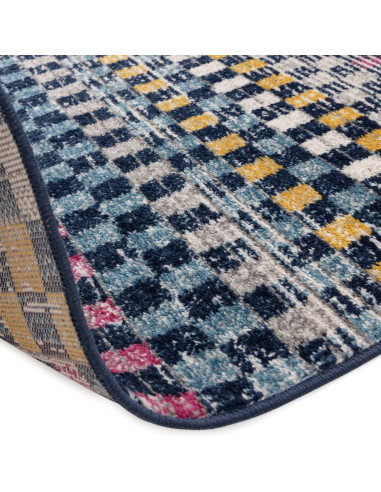 Brighten your space with the Muse Check Bright MU30, a durable modern colourful area rug featuring bold geometric patterns and