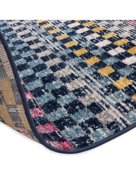 Brighten your space with the Muse Check Bright MU30, a durable modern colourful area rug featuring bold geometric patterns and