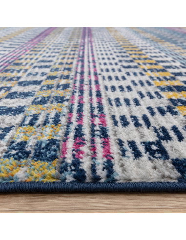 Brighten your space with the Muse Check Bright MU30, a durable modern colourful area rug featuring bold geometric patterns and