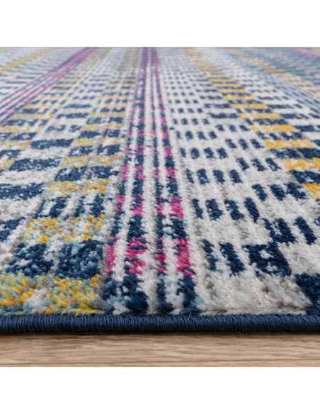 Brighten your space with the Muse Check Bright MU30, a durable modern colourful area rug featuring bold geometric patterns and