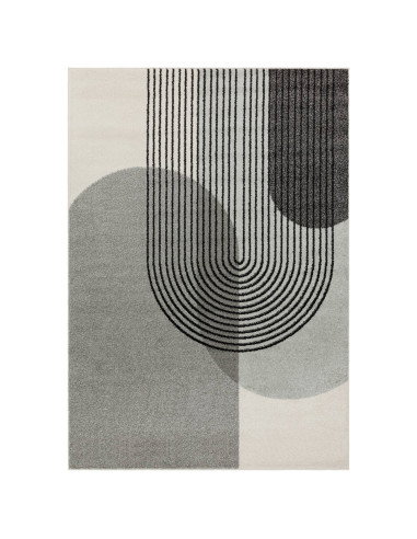 Elevate your space with the Muse Grey Retro MU14, a modern designer rug featuring striking geometric patterns and durable, easy