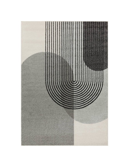 Elevate your space with the Muse Grey Retro MU14, a modern designer rug featuring striking geometric patterns and durable, easy