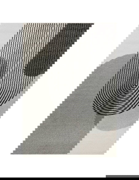 Tappeto Muse Grey Retro MU14: design geometrico moderno e colori neutri, perfetto tra i tappeti moderni soggiorno per stile e p