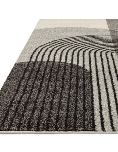 Tappeto Muse Grey Retro MU14: design geometrico moderno e colori neutri, perfetto tra i tappeti moderni soggiorno per stile e p