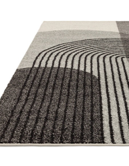 Elevate your space with the Muse Grey Retro MU14, a modern designer rug featuring striking geometric patterns and durable, easy