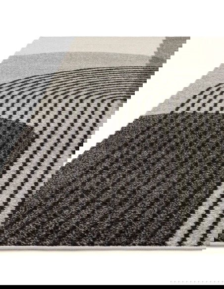 Tappeto Muse Grey Retro MU14: design geometrico moderno e colori neutri, perfetto tra i tappeti moderni soggiorno per stile e p