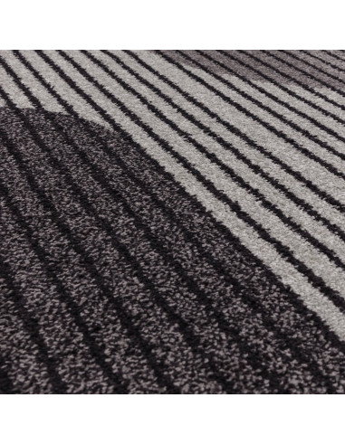 Tappeto Muse Grey Retro MU14: design geometrico moderno e colori neutri, perfetto tra i tappeti moderni soggiorno per stile e p