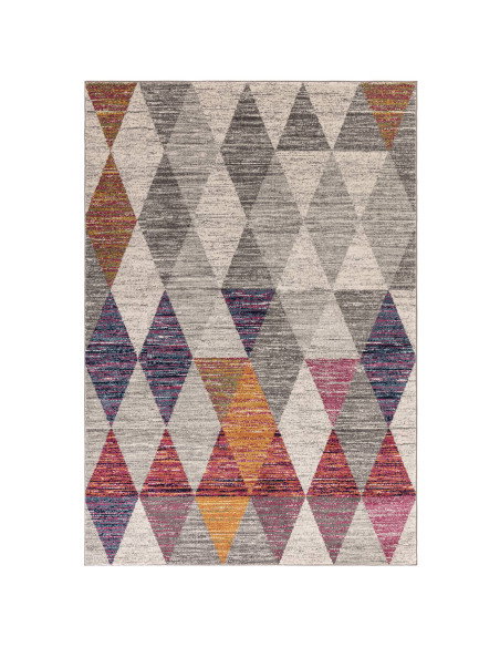 Add vibrant style with the Muse Harlequin Pink MU24, a durable modern colourful area rug featuring geometric flair and easy-car