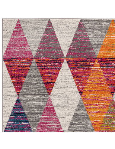 Add vibrant style with the Muse Harlequin Pink MU24, a durable modern colourful area rug featuring geometric flair and easy-car