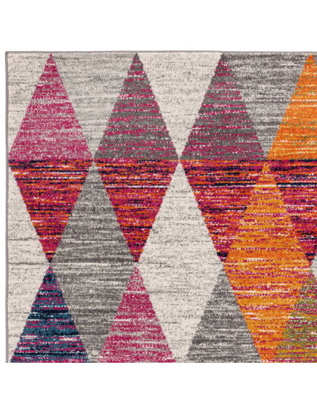 Add vibrant style with the Muse Harlequin Pink MU24, a durable modern colourful area rug featuring geometric flair and easy-car